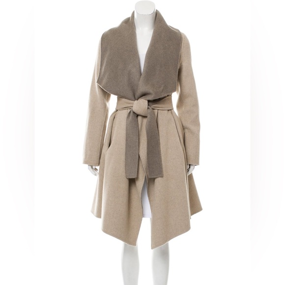 Diane von Furstenberg Jenna Reversible Wool Wrap Coat - Taupe/Oatmeal - Picture 2 of 8